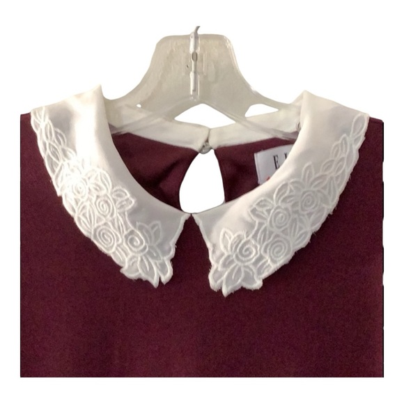 Elle Burgundy and White Dress - Picture 3 of 7